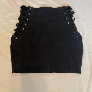 Black pencil skirt with intricate sides